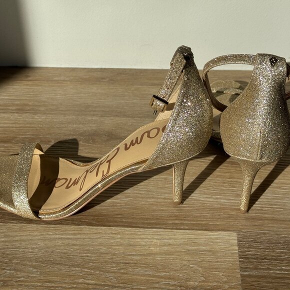 Sam Edelman Patti Gold Glitter Stiletto Heel Sandals Size 9 - Picture 2 of 5